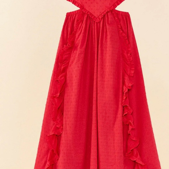 FARM Rio Red Ruched Cut Out Sundress - Picture 4 of 7